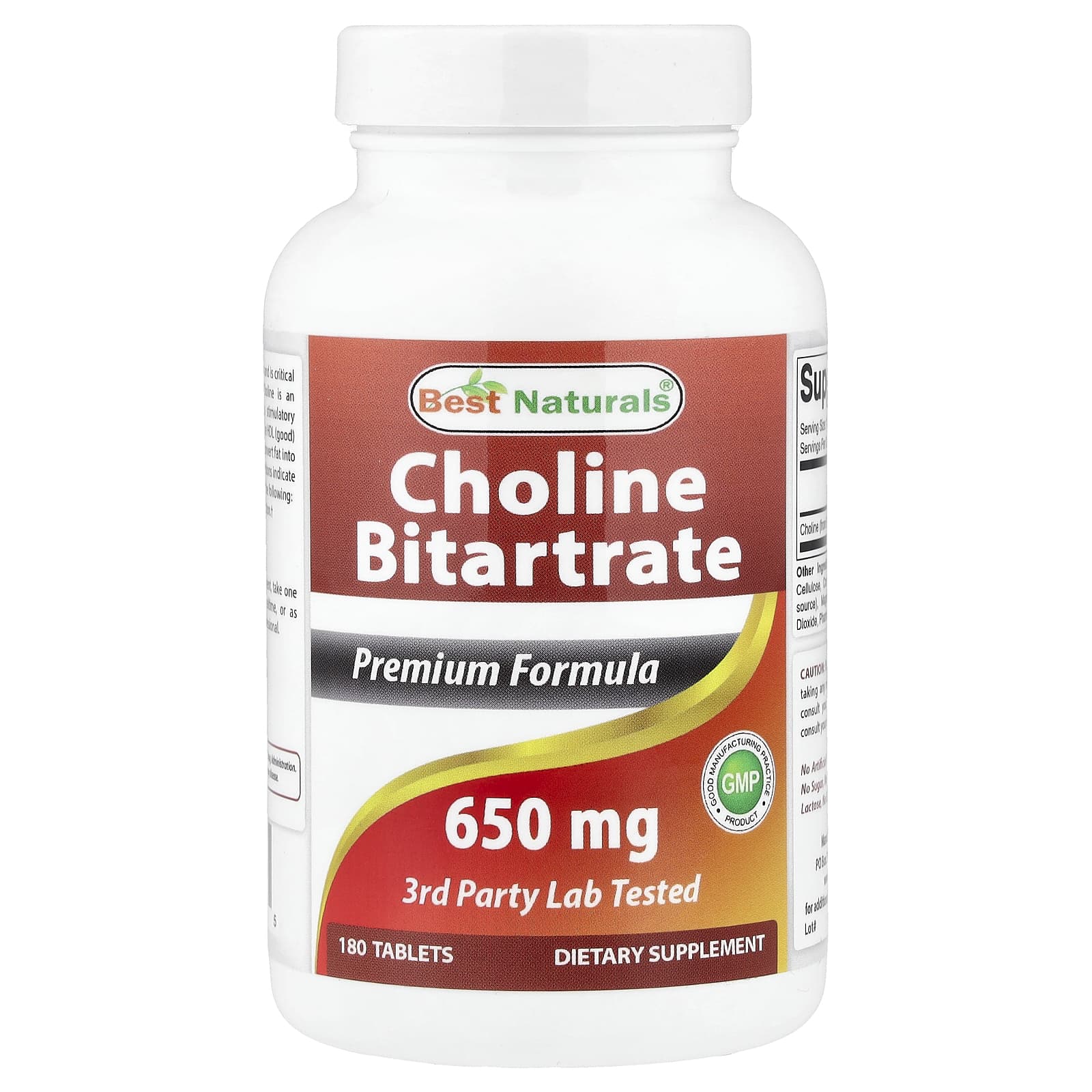Choline Bitartrate, 650 mg, 180 Tablets