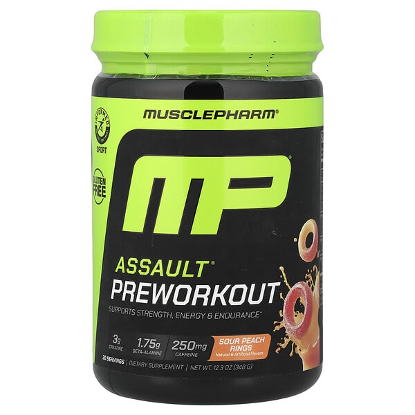 Assault® Preworkout, Sour Peach Rings, 12.3 oz (348 g)