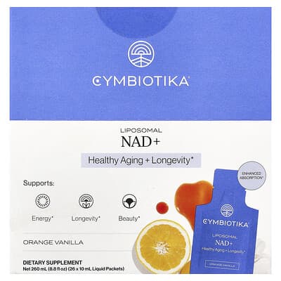 Липосомальный NAD+ Cymbiotika Orange Vanilla, 26 жидких пакетиков по 10 ml
