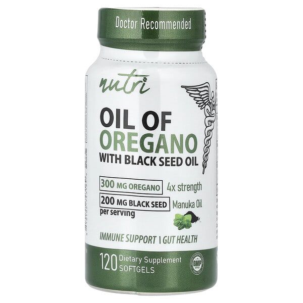Масло Oregano с маслом черного тмина Nutri, 120 капсул