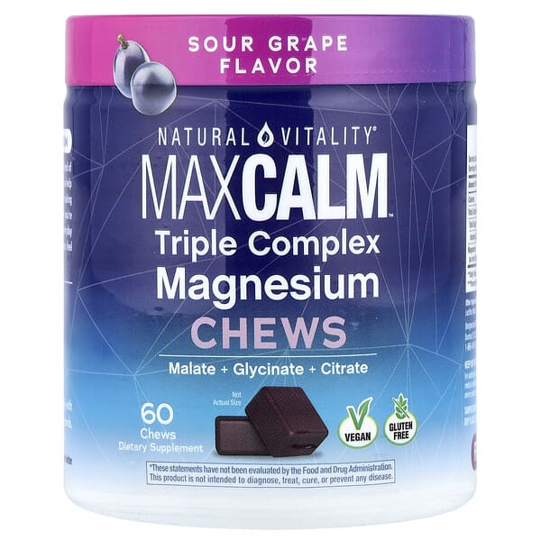 MaxCalm®, Triple Complex Magnesium Chews, Sour Grape, 60 Chews (150 mg per Chew)