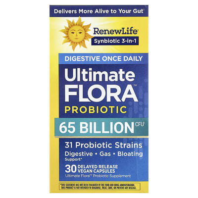 Ultimate Flora™ пробиотик для пищеварения, 30 веганских капсул с замедленным высвобождением