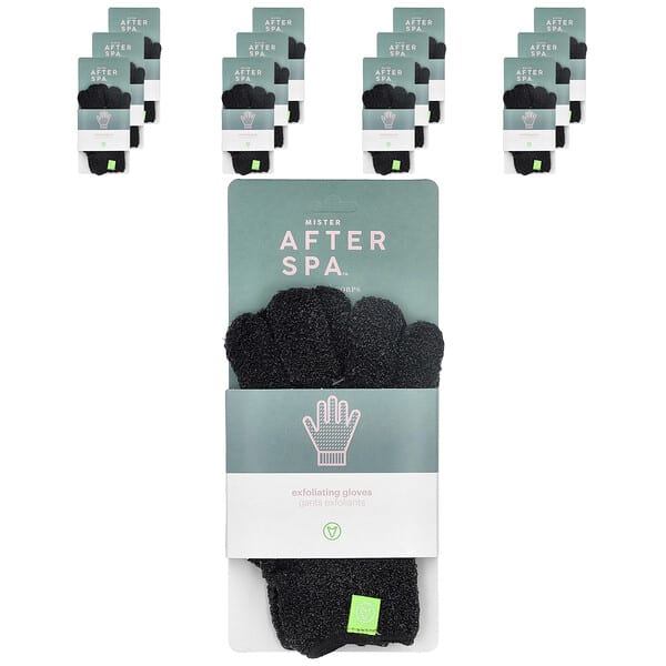 Exfoliating Gloves, Black, 12 Pairs