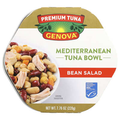Genova Премиальный тунец, Средиземноморский салат, салат из фасоли, 7.76 oz (220 g)