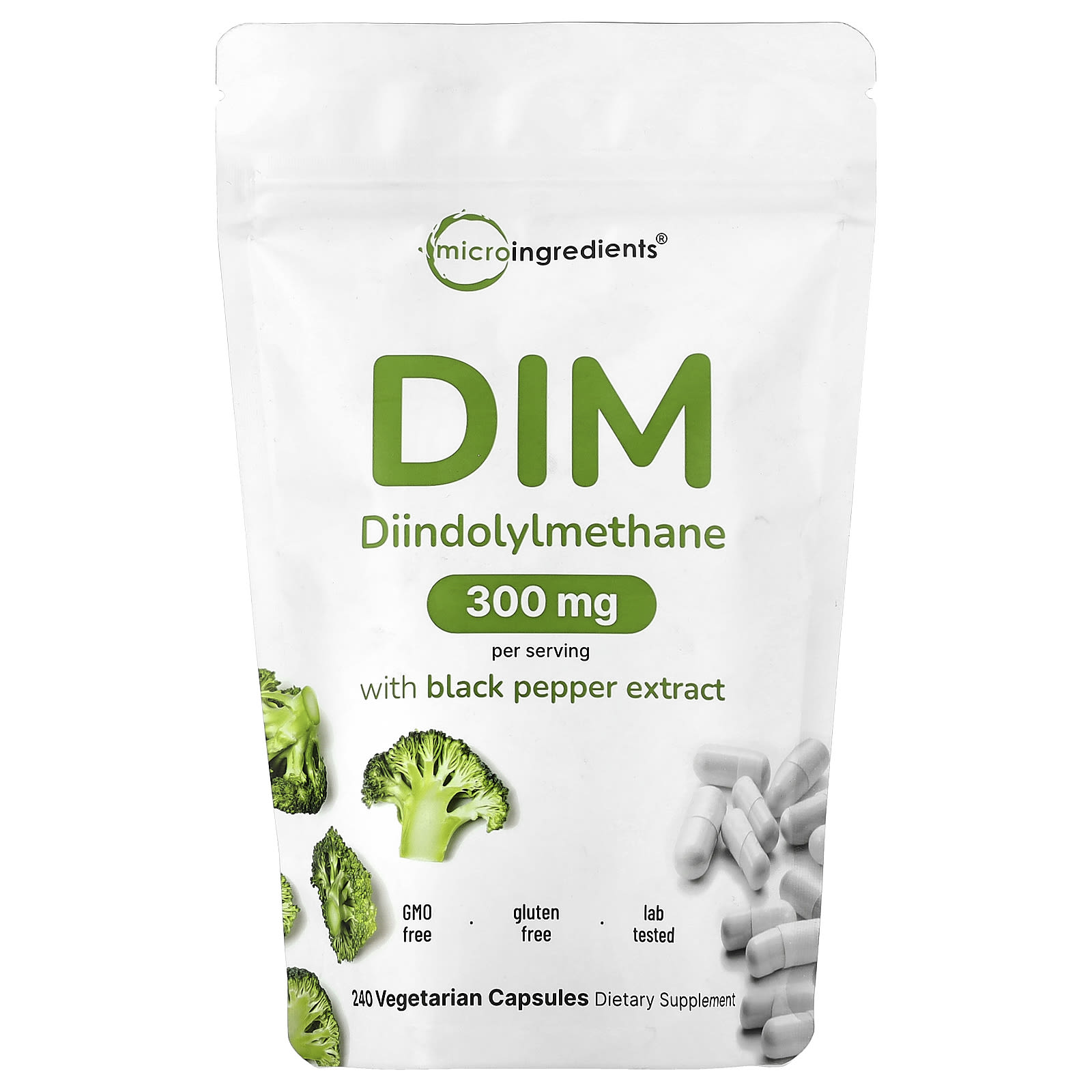 DIM with Black Pepper Extract, 240 Vegetarian Capsules