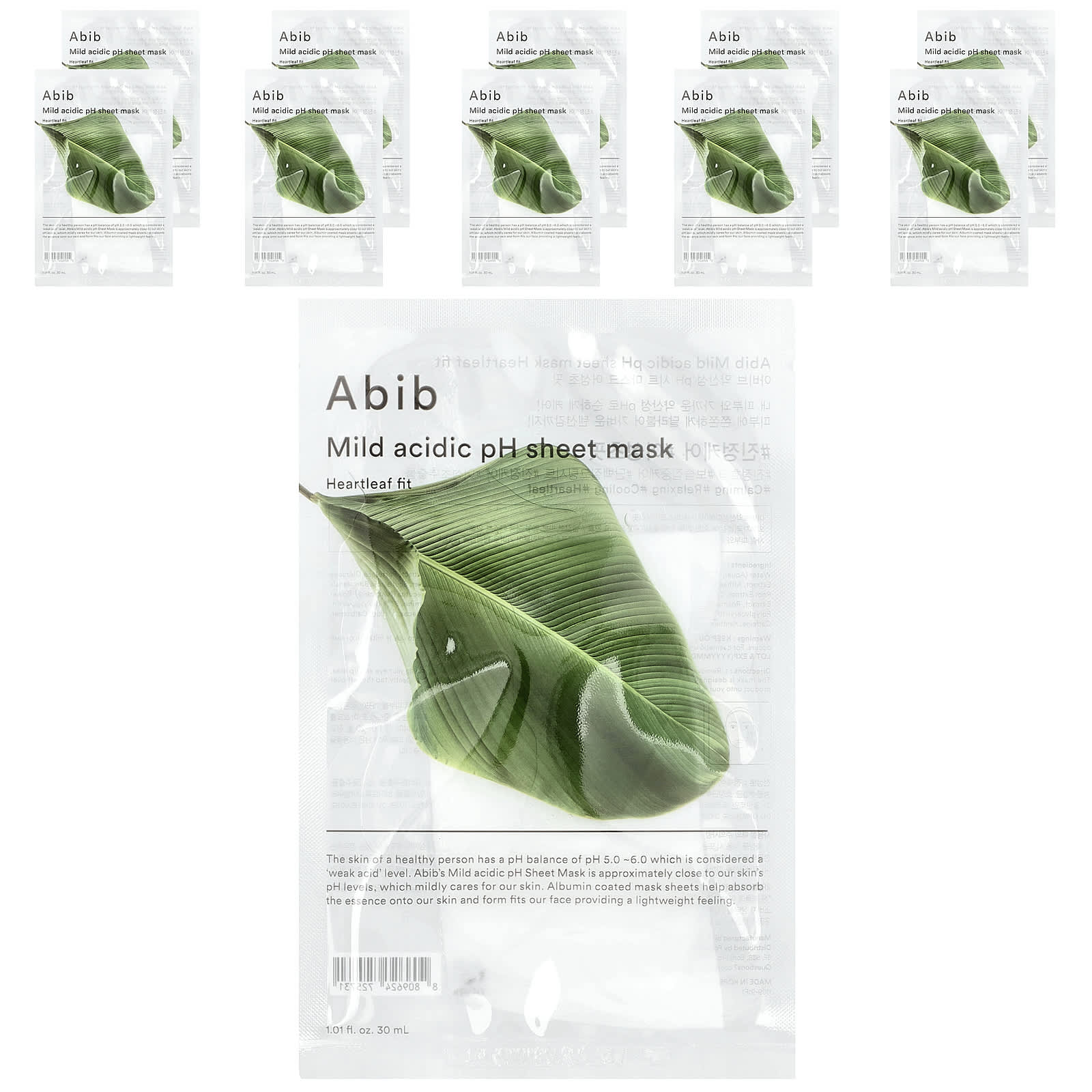 Тканевая маска для лица Abib Mild Acidic pH Beauty, 10 штук, по 1.01 fl oz (30 ml) каждая