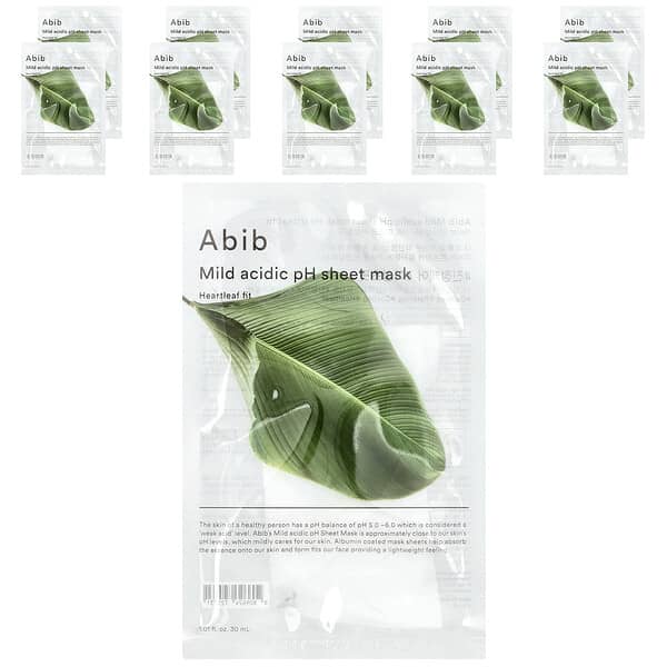 Тканевая маска для лица Abib Mild Acidic pH Beauty, 10 штук, по 1.01 fl oz (30 ml) каждая