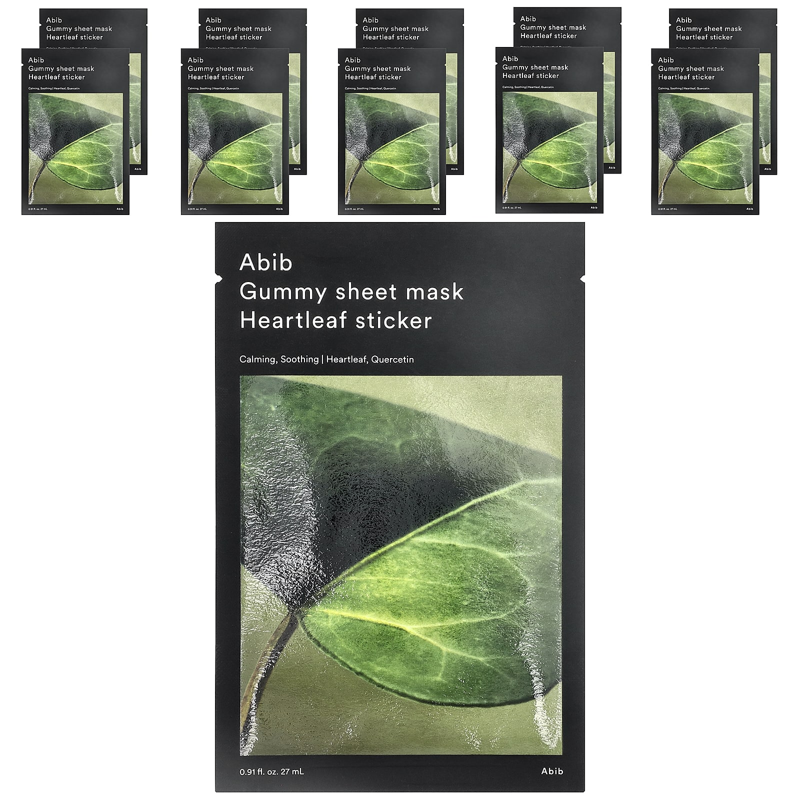 Gummy Beauty Sheet Mask, Heartleaf Sticker, 10 Sheets, 0.91 fl oz (27 ml) Each