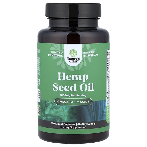 Масло семян конопли Nature's Craft, 120 капсул (500 mg per Capsule)