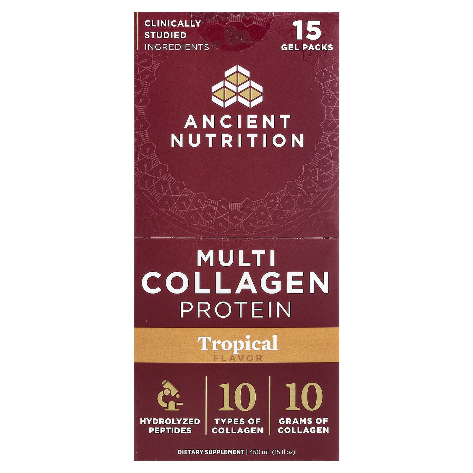 Мультиколлагеновый протеин Ancient Nutrition Tropical, 15 гелевых пакетиков, 1 fl oz (30 ml) каждый