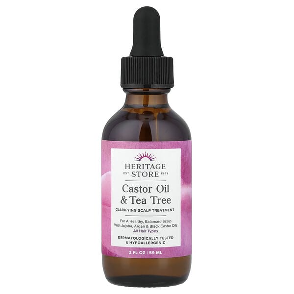 Heritage Store - касторовое масло и чайное дерево, для всех типов волос, 2 fl oz (59 мл)
