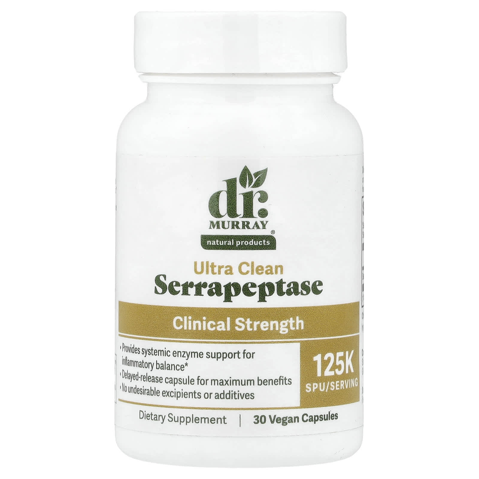 Dr. Murray's Serrapeptase, 125,000 SPU, 30 веганских капсул
