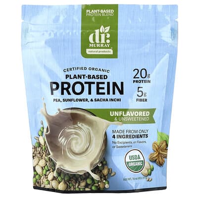 Organic Plant-Based Protein, Unflavored & Unsweetened, 16 oz (453.59 g)