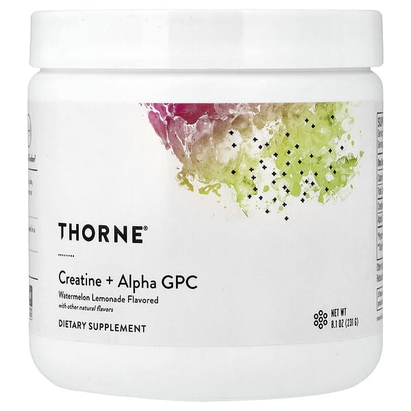 Thorne креатин + Alpha GPC, вкус арбузный лимонад, 8.1 oz (231 g)