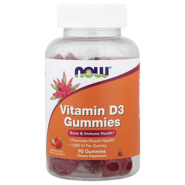 Vitamin D3 Gummies, Strawberry, 25 mcg (1,000 IU), 90 Gummies