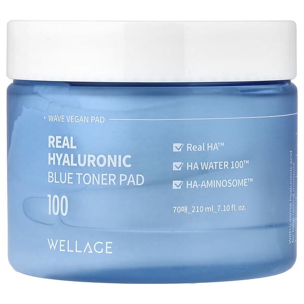 Тонер-пады Wellage Real Hyaluronic Blue, 70 шт
