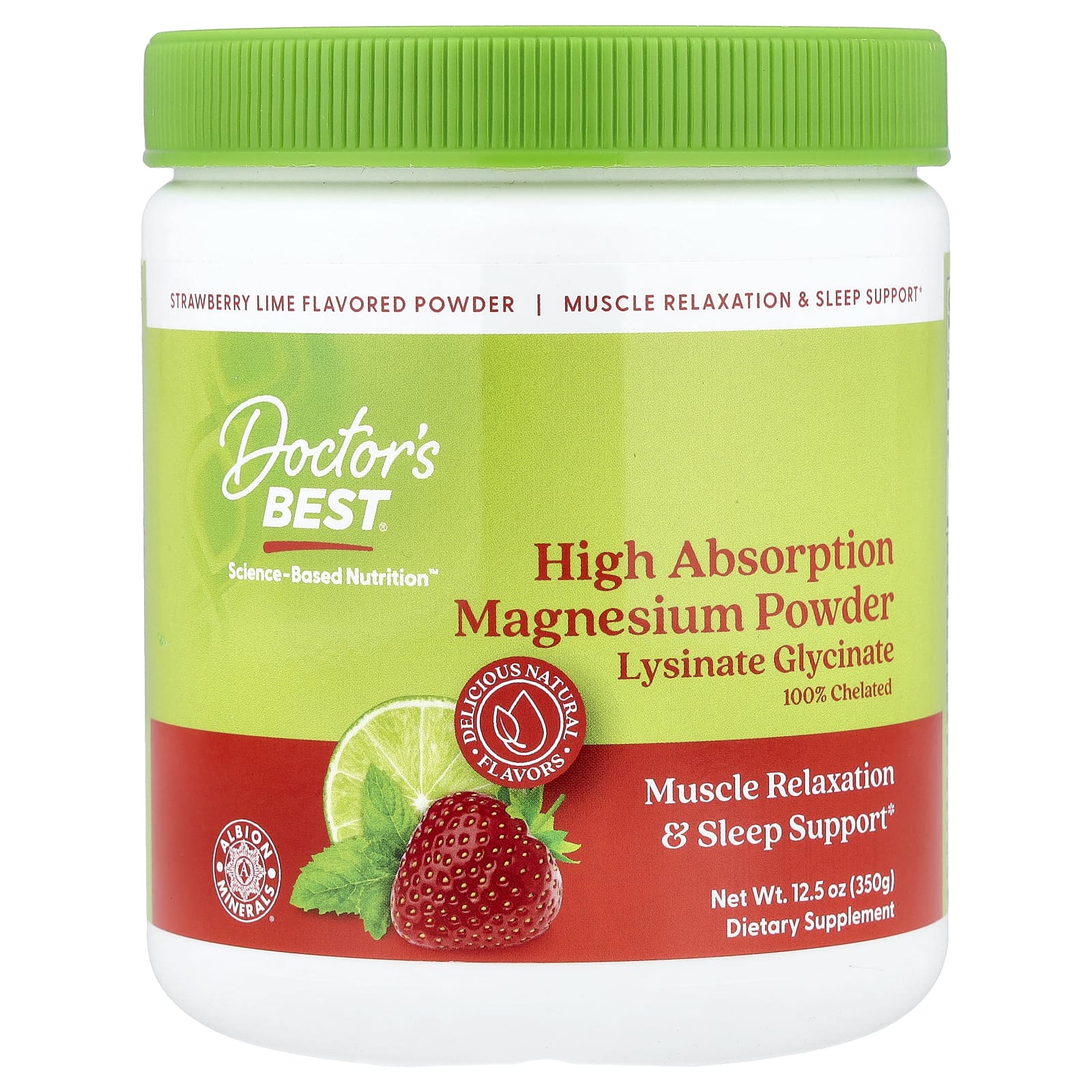 High Absorption Magnesium Powder, Strawberry Lime, 12.5 oz (350 g)