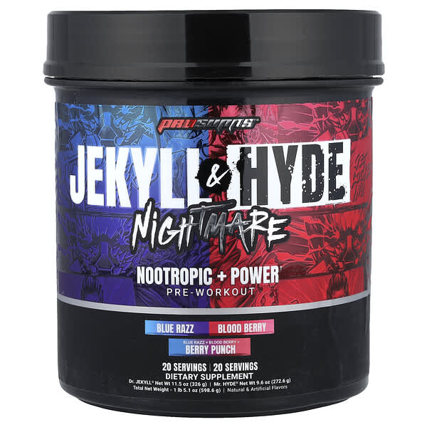 Предтренировочный комплекс Jekyll & Hyde Nightmare, Berry Punch, 1 lb 5.1 oz (598.6 g)