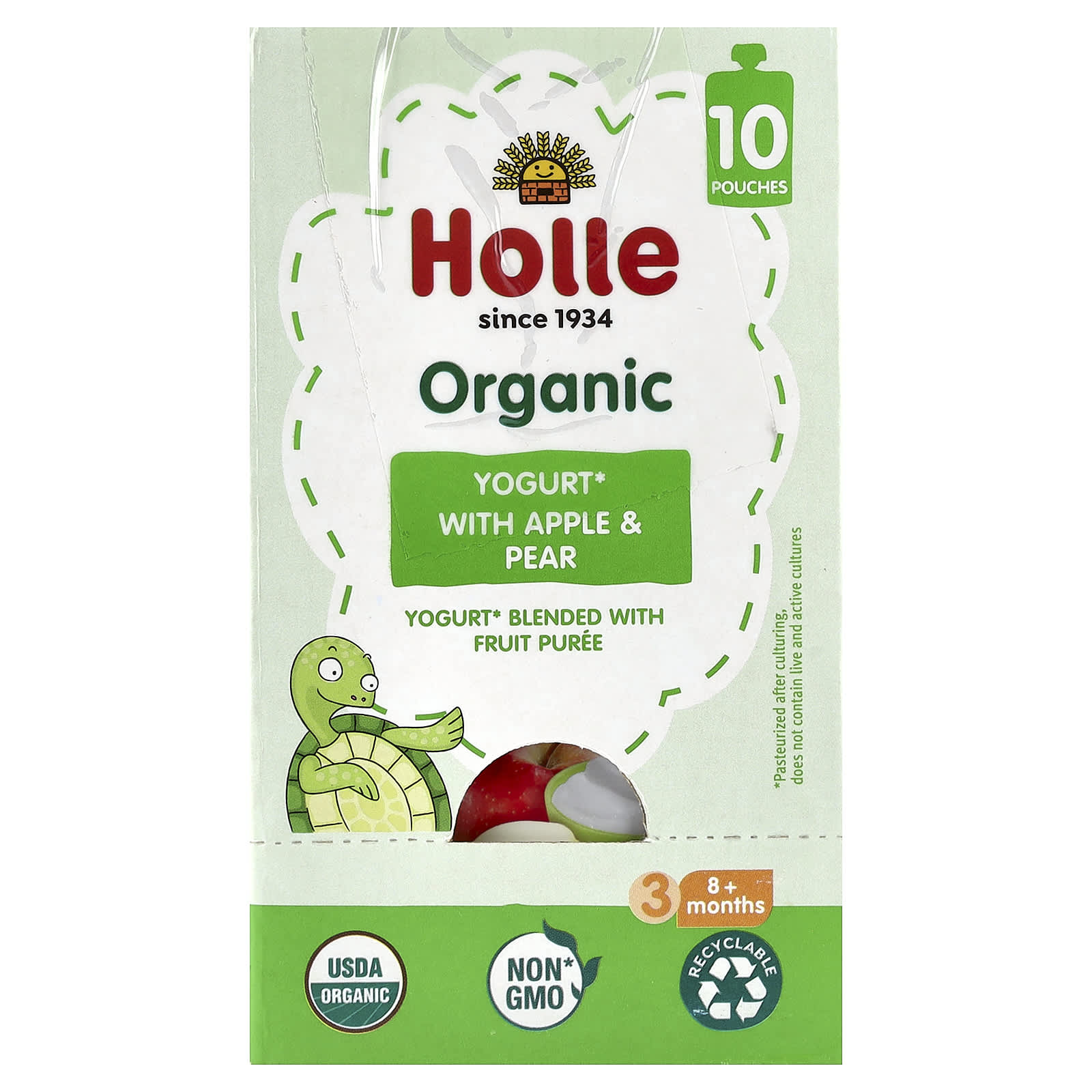 Organic Yogurt With Apple & Pear, 8+ Months, 10 Pouches, 3 oz (85 g) Each