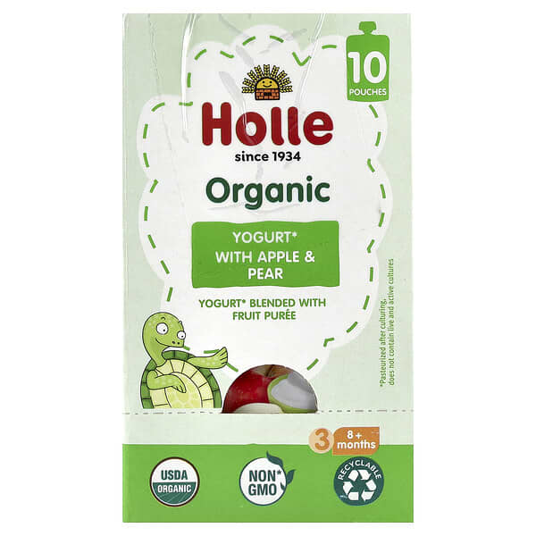 Organic Yogurt With Apple & Pear, 8+ Months, 10 Pouches, 3 oz (85 g) Each