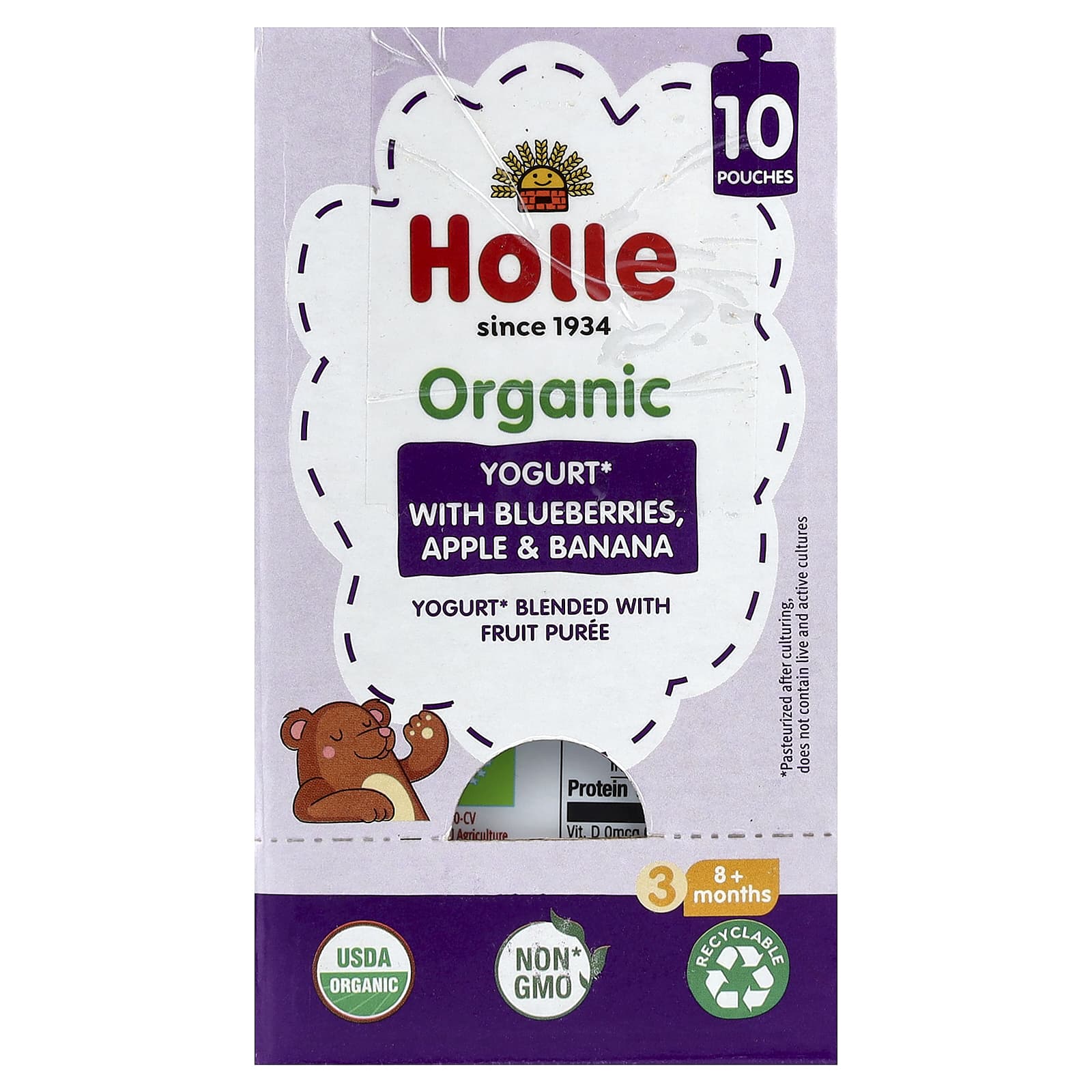 Organic Yogurt Blended with Fruit Puree, 8+ Months, Blueberries, Apple & Banana, 10 Pouches, 3 oz (85 g) Each