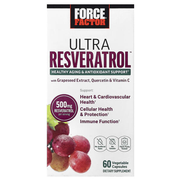 Force Factor Ultra Resveratrol™ 60 вегетарианских капсул