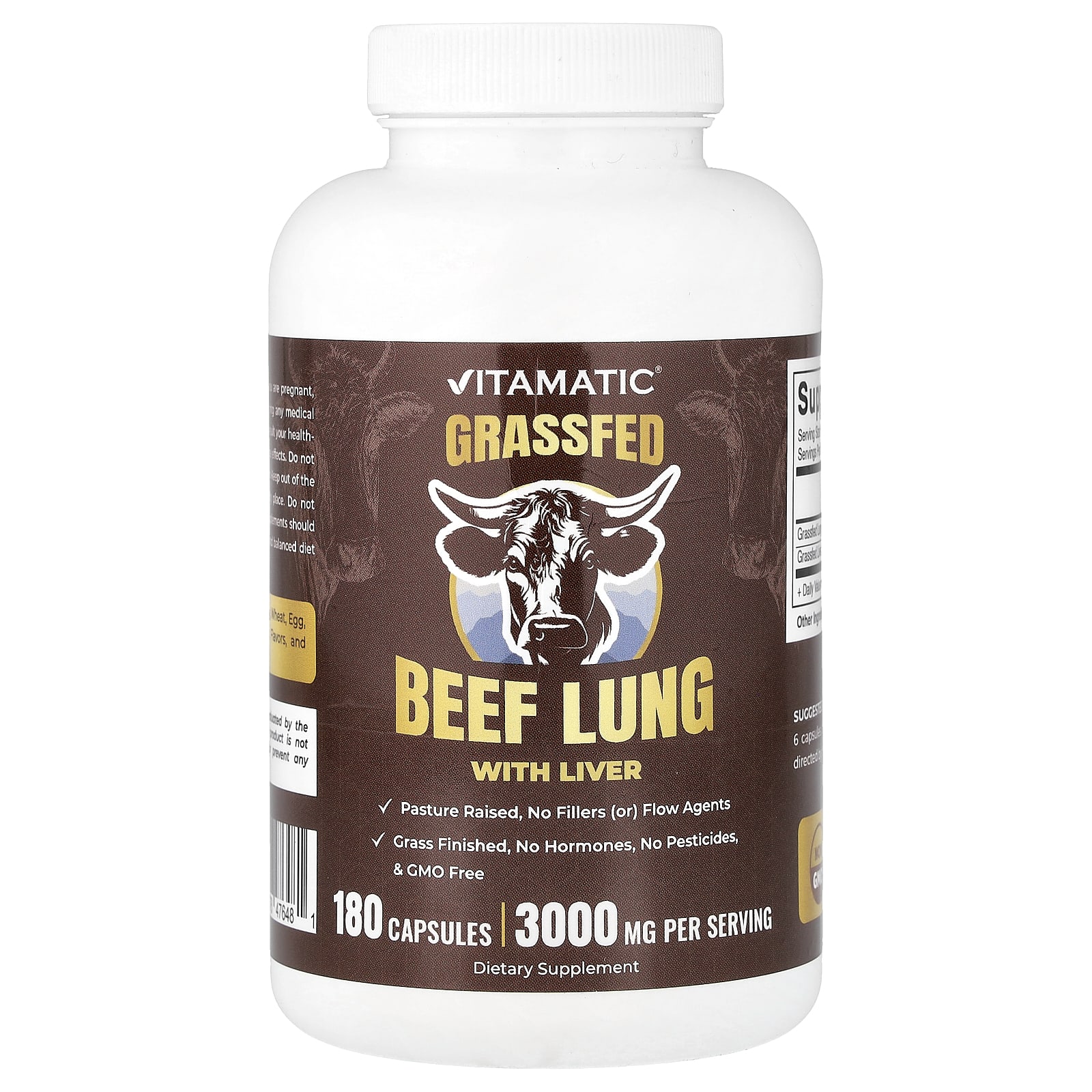Капсулы Grassfed Beef Lung With Liver, 180 шт