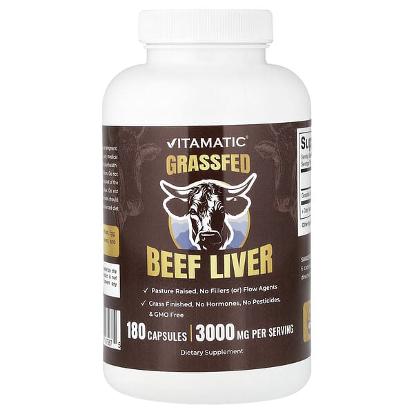 Grassfed Beef Liver, 180 Capsules (500 mg per Capsule)
