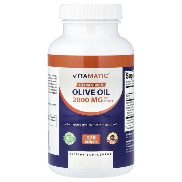 Экстракт листьев оливы Vitamatic Extra Virgin Olive Oil, 120 Softgels (1,000 mg per Softgel)