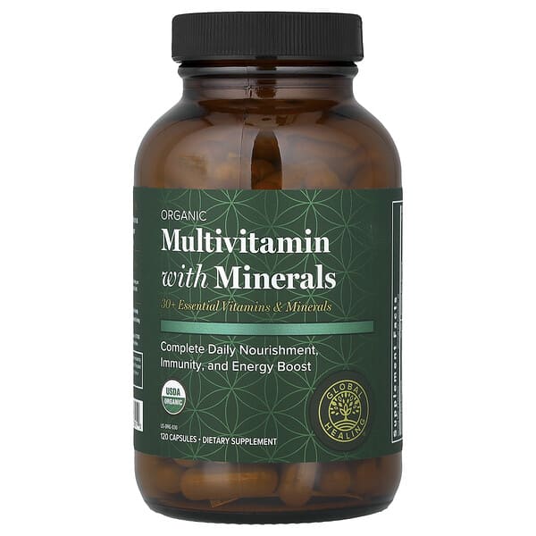 Органический мультивитаминный комплекс с минералами Global Healing, 120 Capsules
