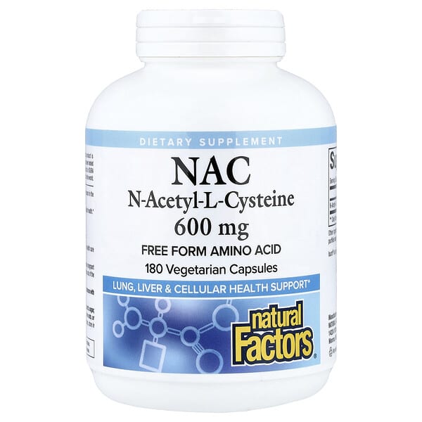 Natural Factors NAC 600 mg 180 вегетарианских капсул