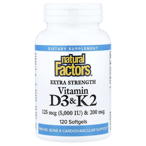 Витамины Natural Factors Vitamin D3 & K2, 120 Softgels