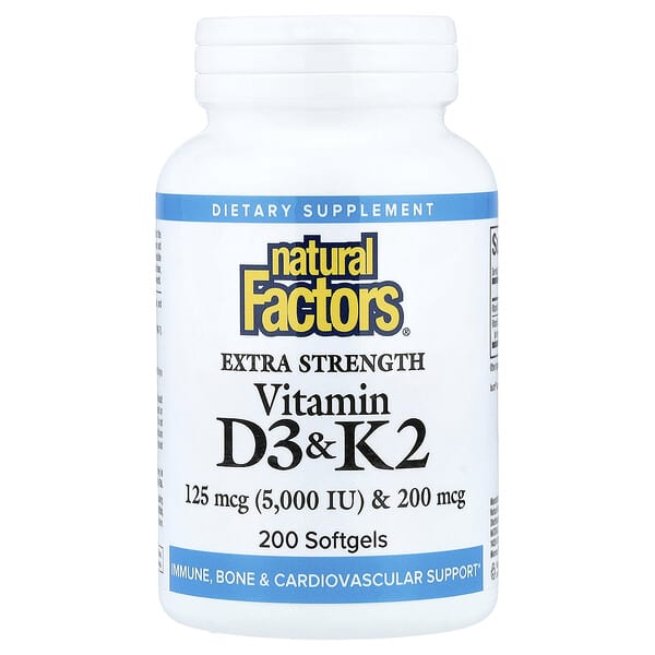 Витамины Vitamin D3 & K2, 200 Softgels