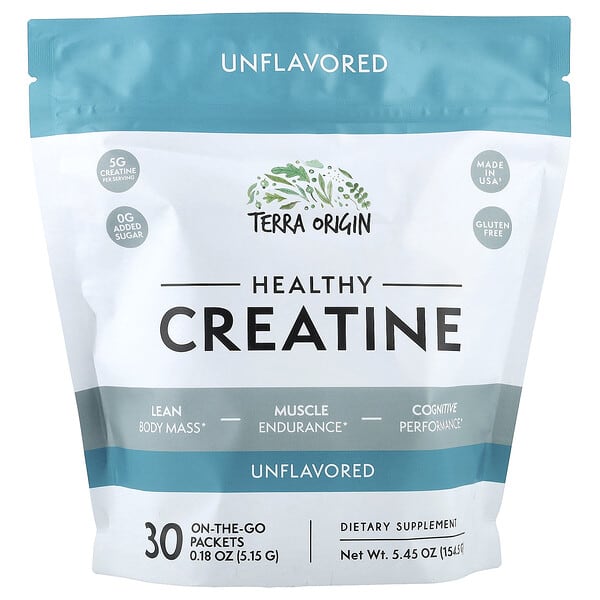 Healthy Creatine, Unflavored, 30 On-The-Go Packets, 0.18 oz (5.15 g) Each