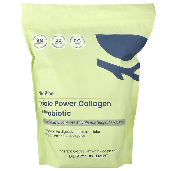 Коллаген + пробиотик Triple Power, без вкуса, 30 стиков, 0.38 oz (10.8 g) каждый