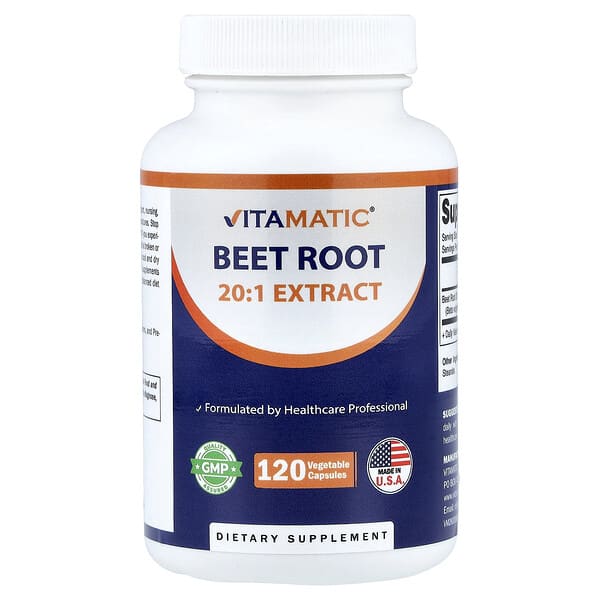 Vitamatic экстракт свеклы 20:1, 120 растительных капсул (400 мг на капсулу)