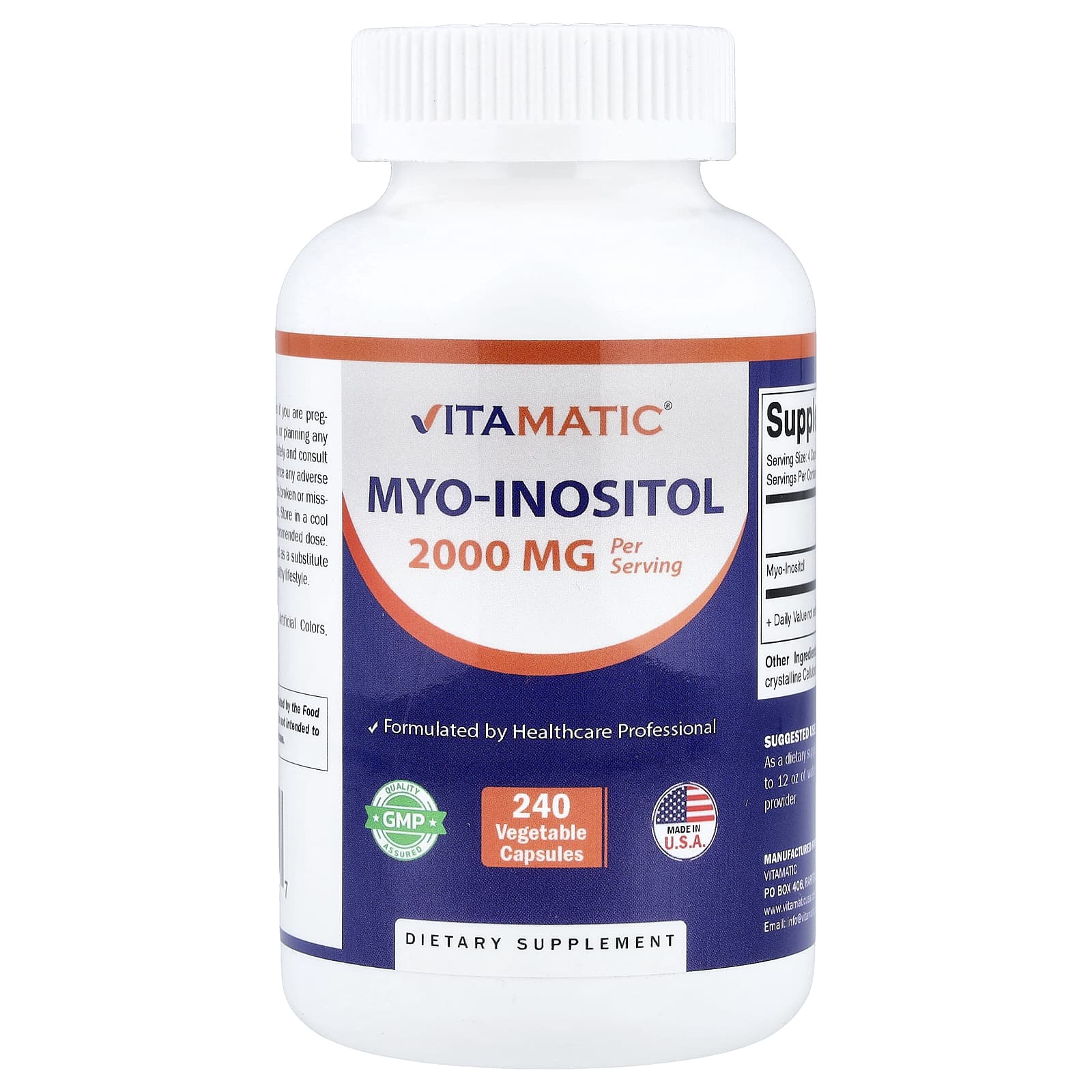 Myo-Inositol, 240 Vegetable Capsules (500 mg per Capsule)