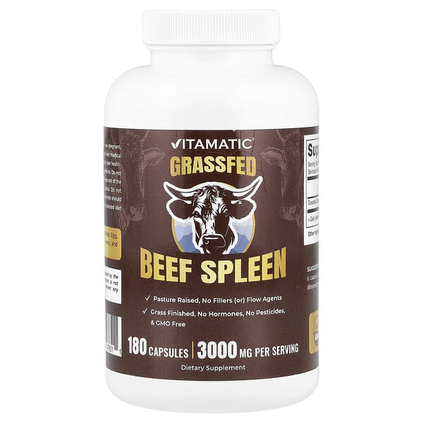 Grassfed Beef Spleen, 180 Capsules (500 mg per Capsule)