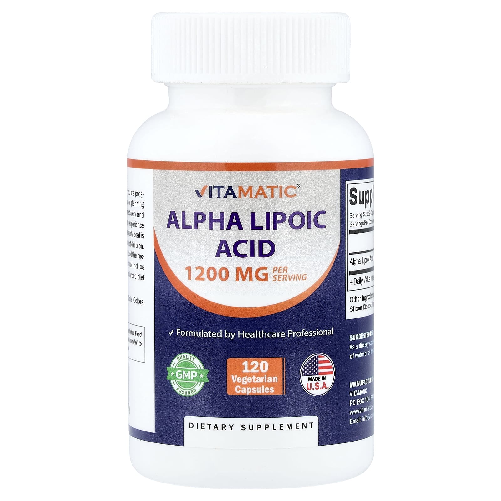 Alpha Lipoic Acid, 120 Vegetarian Capsules (600 mg per Capsule)