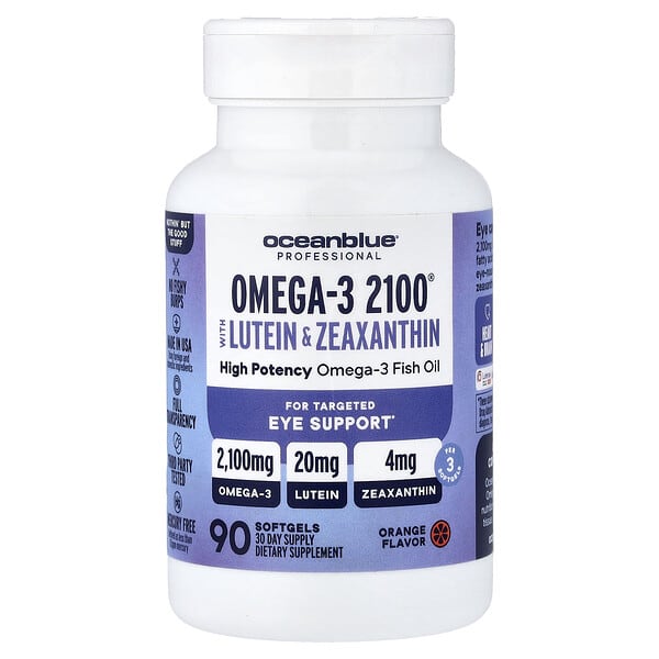 Omega-3 2100® с лютеином и зеаксантином, апельсин, 90 мягких капсул