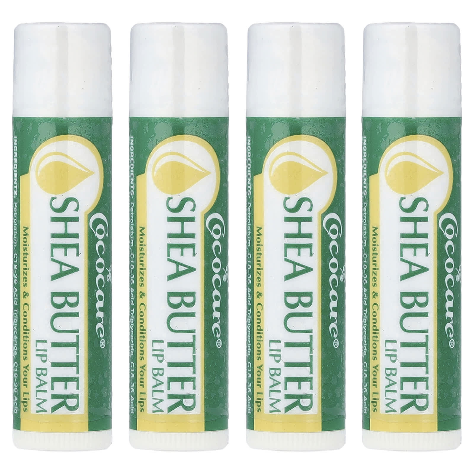 Shea Butter Lip Balm, 4 Pack, 0.15 oz (4.2 g) Each