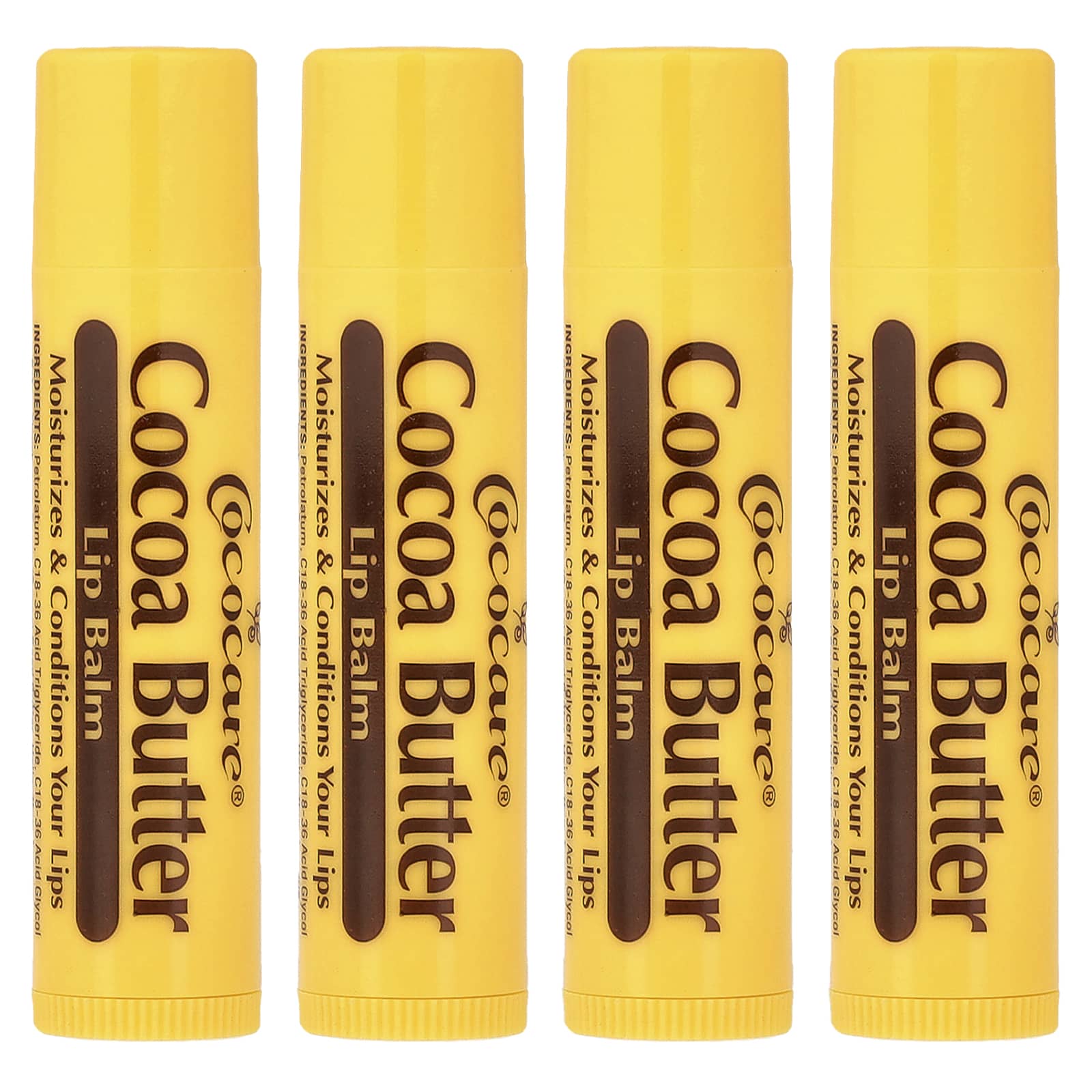 Cocoa Butter Lip Balm, 4 Pack, 0.15 oz (4.2 g) Each