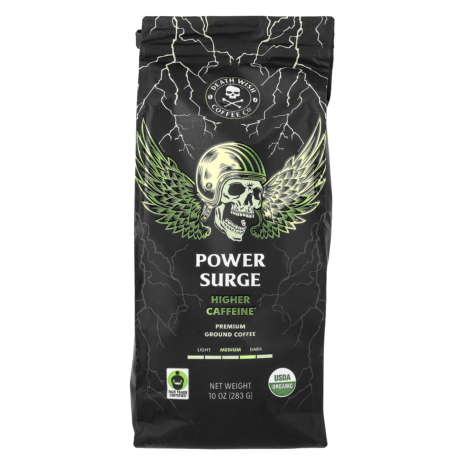 Power Surge Coffee, Ground, Medium Dark, Higher Caffeine, 10 oz (283 g)
