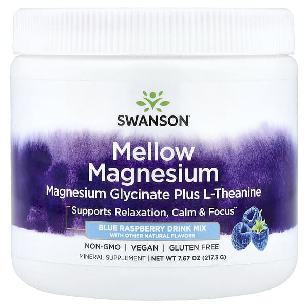 Mellow Magnesium Drink Mix, Blue Raspberry, 7.67 oz (217.3 g)