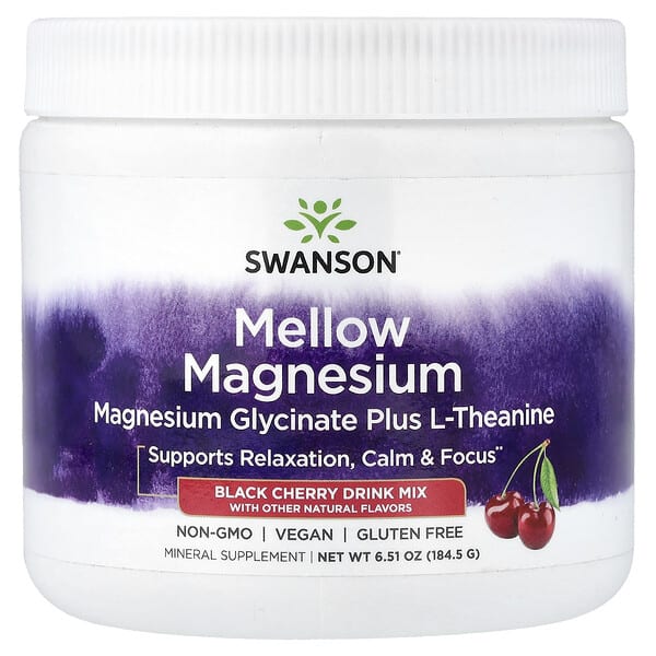 Mellow Magnesium Drink Mix, Black Cherry, 6.51 oz (184.5 g)