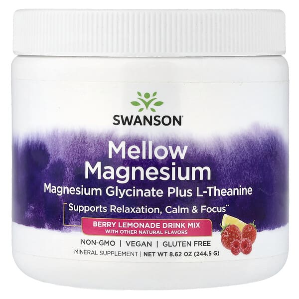 Swanson Vitamins смесь для напитка Mellow Magnesium, Berry Lemonade, 8.62 oz (244.5 g)