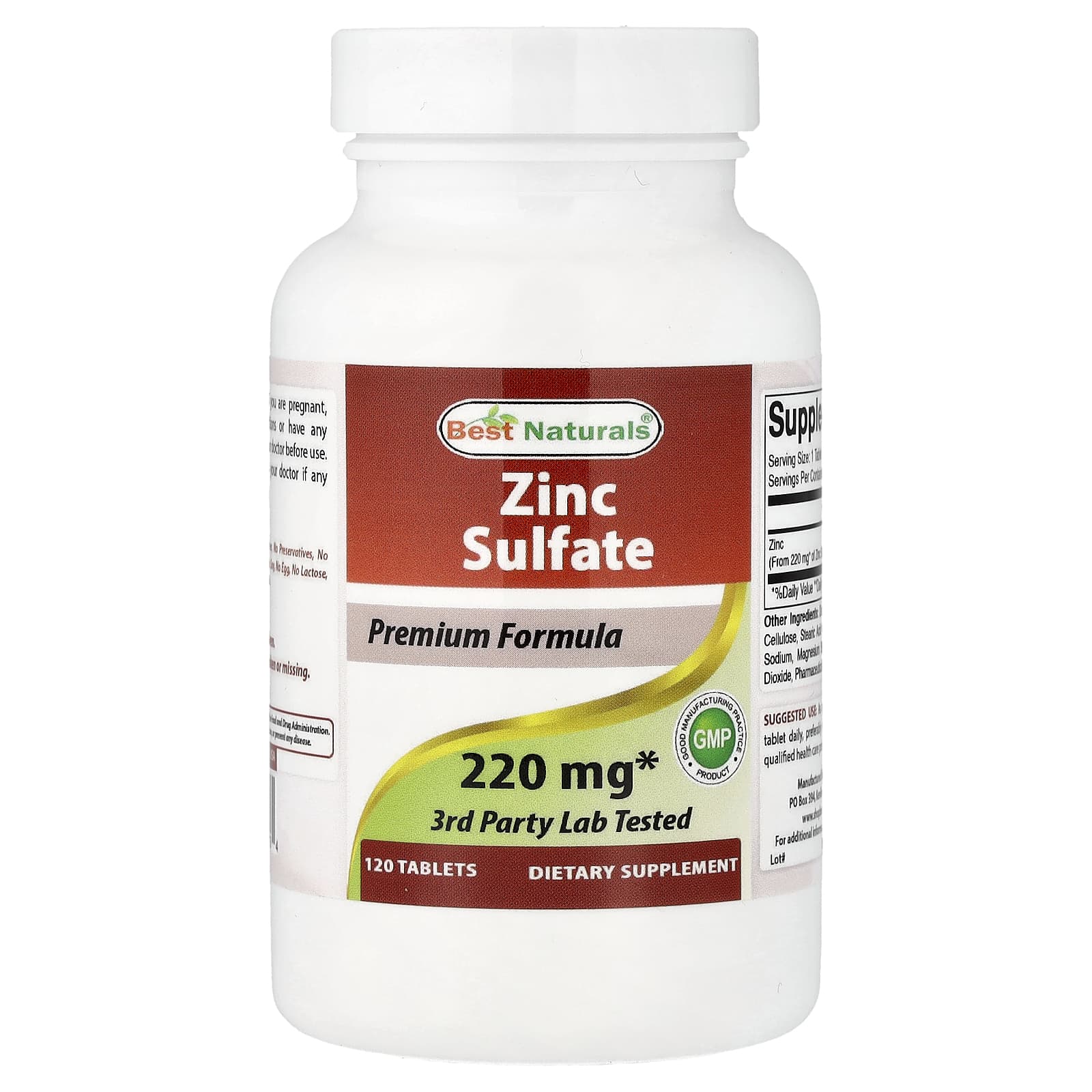 Zinc Sulfate, 120 Tablets (50 mg per Tablet)