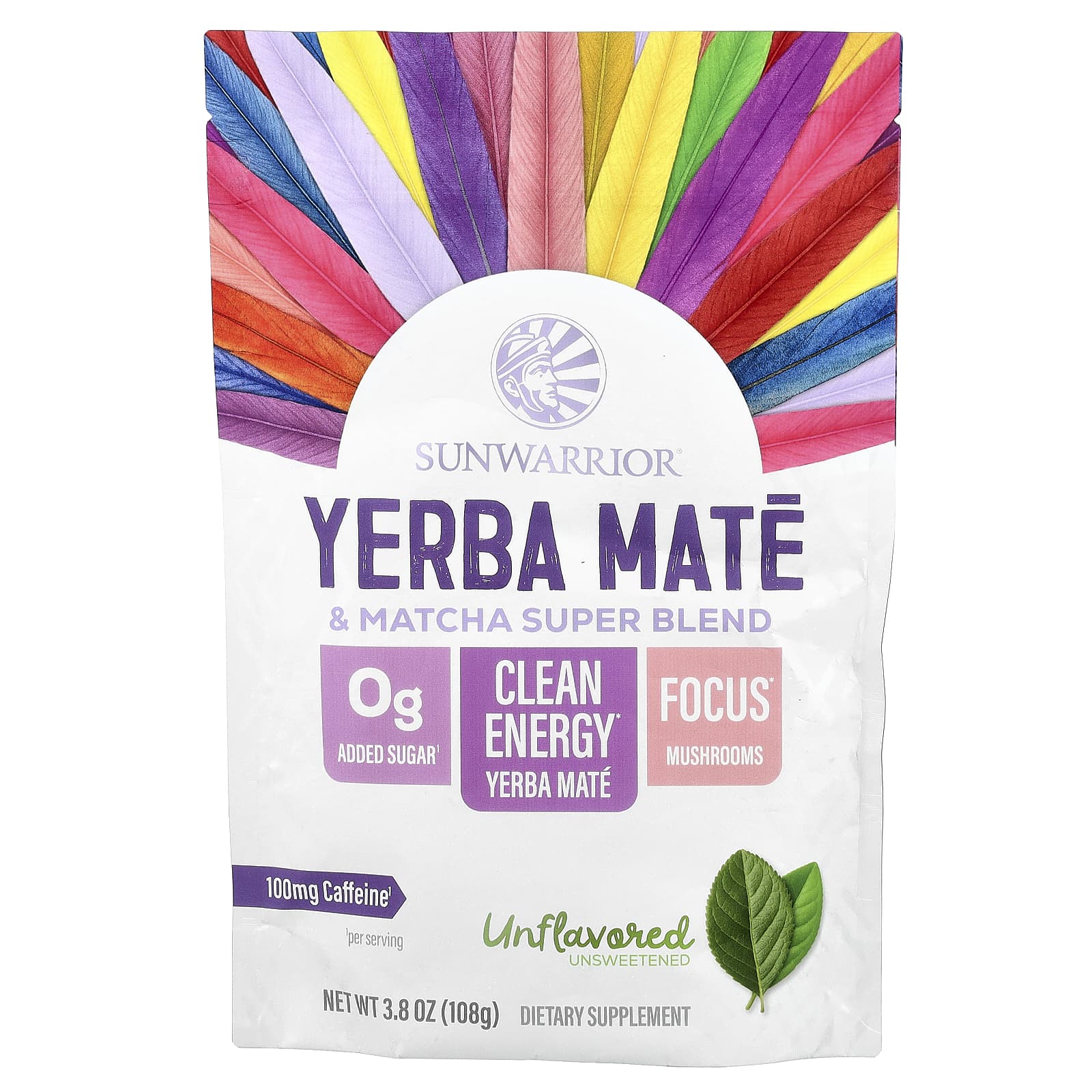 Yerba Mate & Matcha Super Blend, без вкуса, 3.8 oz (108 g)