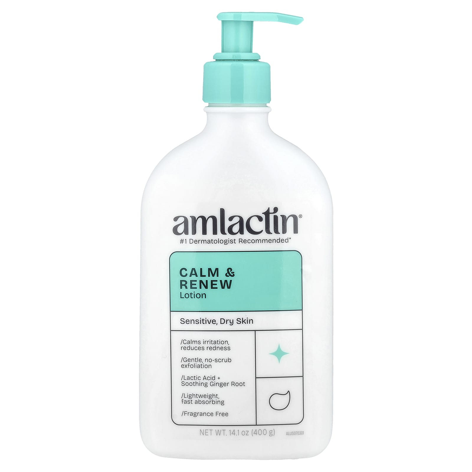 Лосьон AmLactin Calm & Renew, для чувствительной сухой кожи, без отдушек, 14.1 oz (400 g)