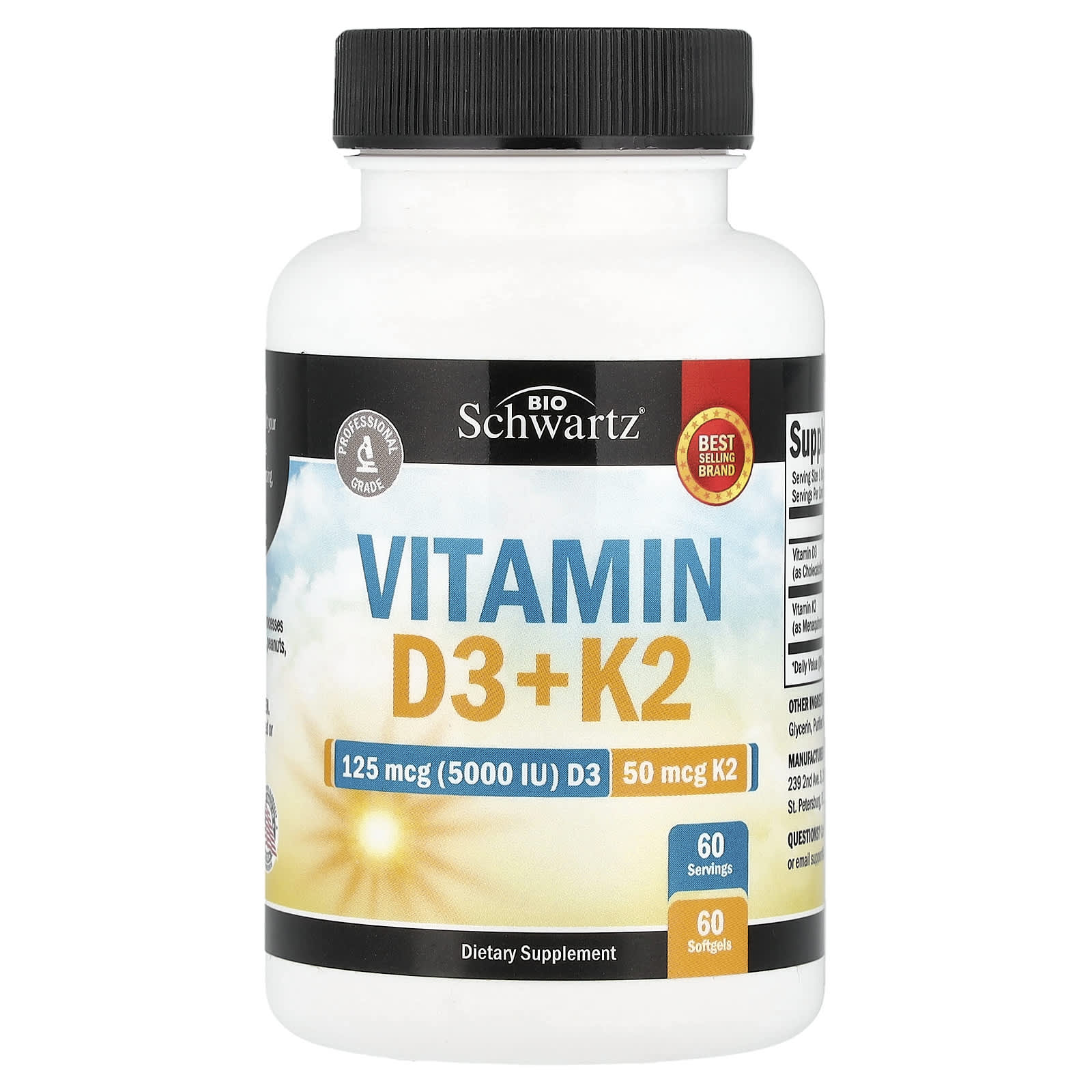 Vitamin D3 + K2, 60 Softgels